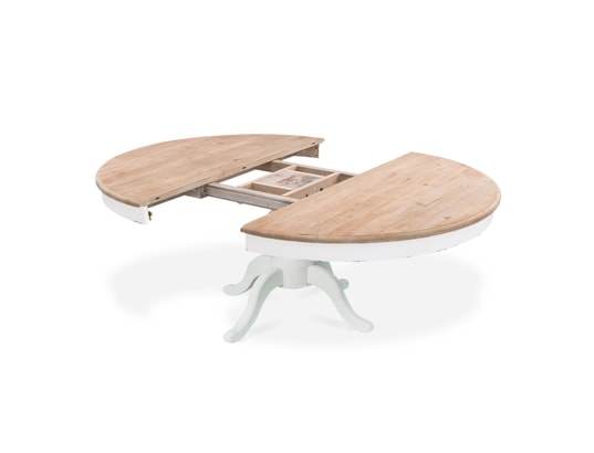 INTENSEDECO - Table de salle à manger Table ronde extensible en bois massif sidonie blanc