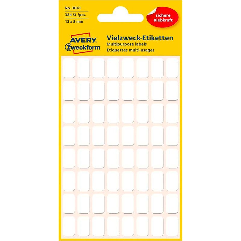 Etiquette multi-usage, 13 x 8 mm, blanc