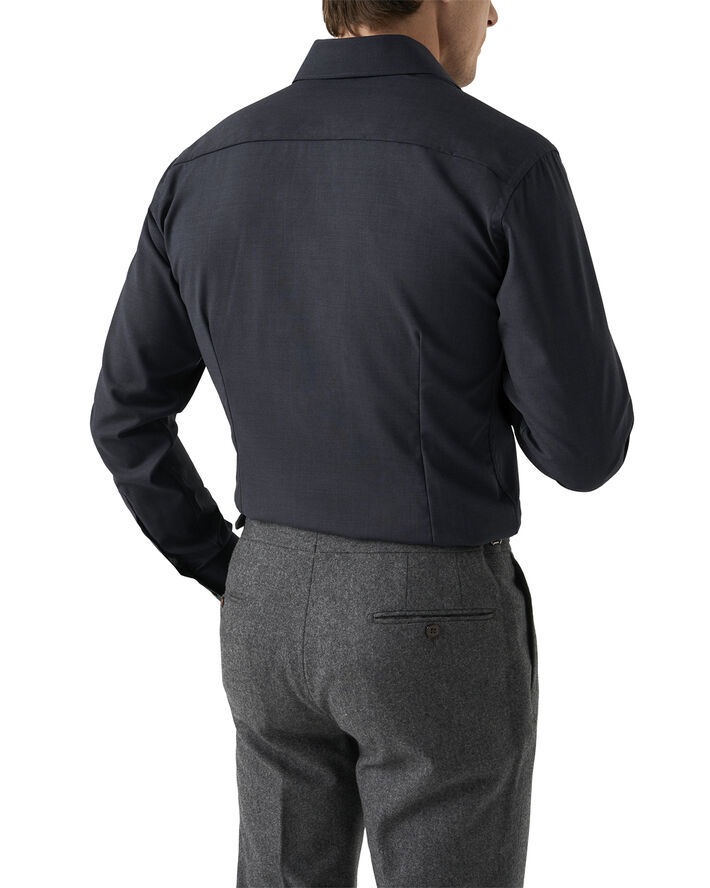 ETON Contemporary Fit Navy Blue Solid Merino Wool Shirt Blå