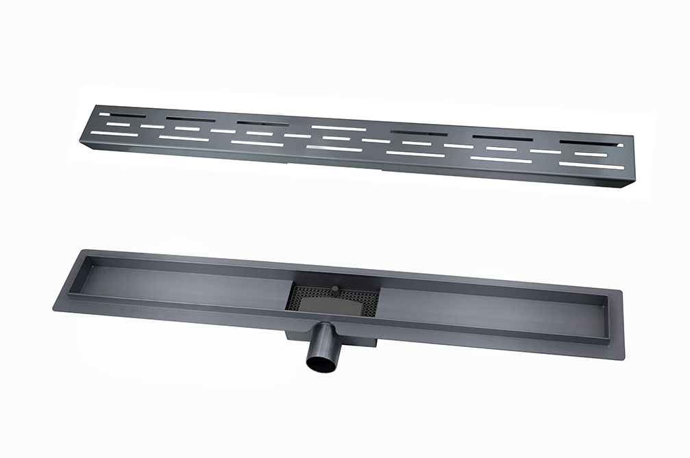 Mueller Ferro douchegoot 70x7cm met flens verouderd ijzer - gunmetal