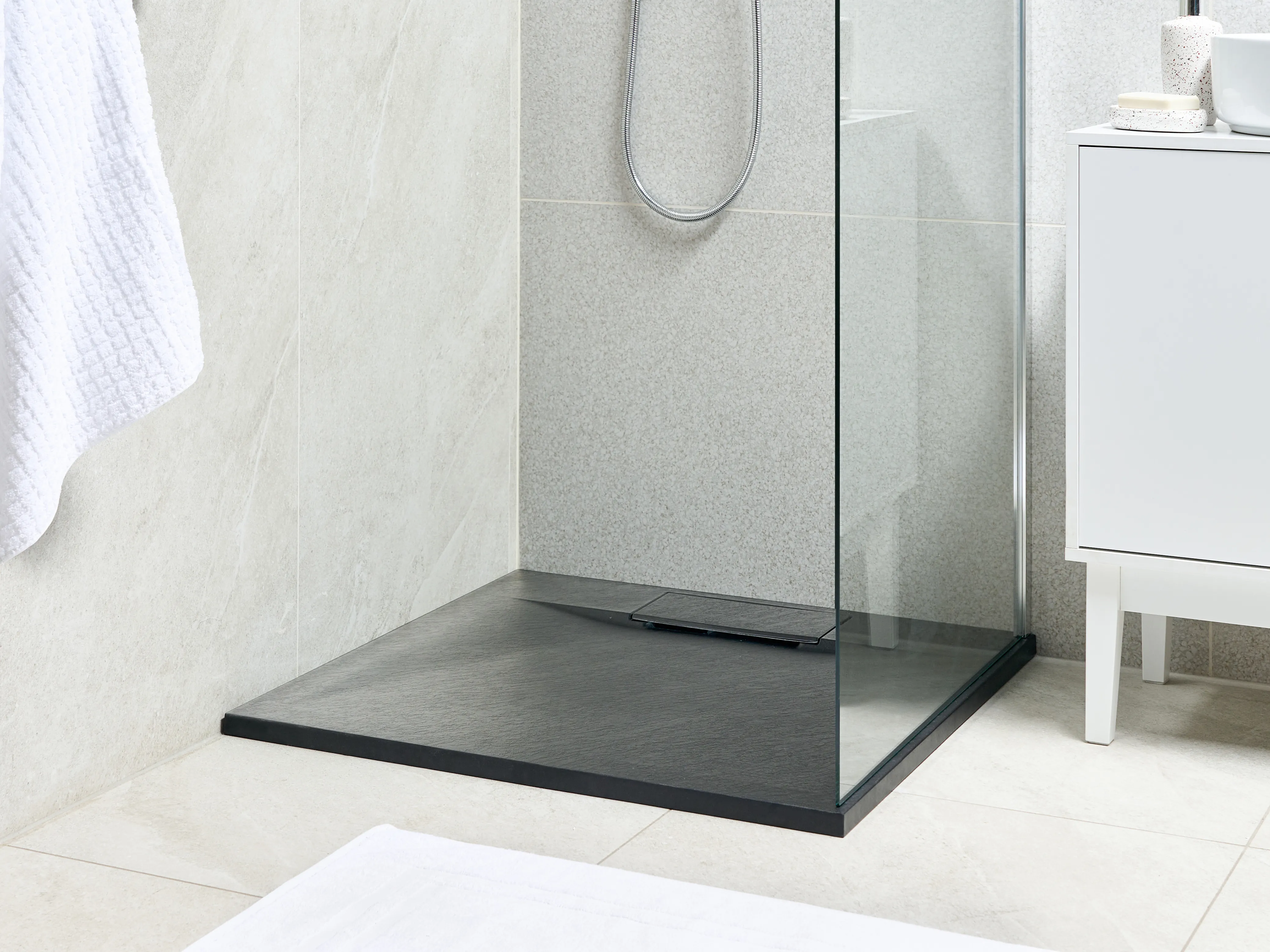 Douchebak AZZURRO 80 x 80 x 3 cm Zwart