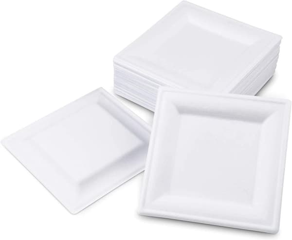 INF Firkantede engangspapirplater - 50 stk Hvit 26x26 cm