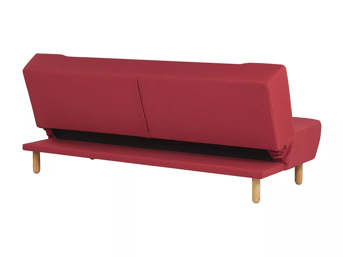 Canapé convertible 3 places en tissu rouge ALSTEN