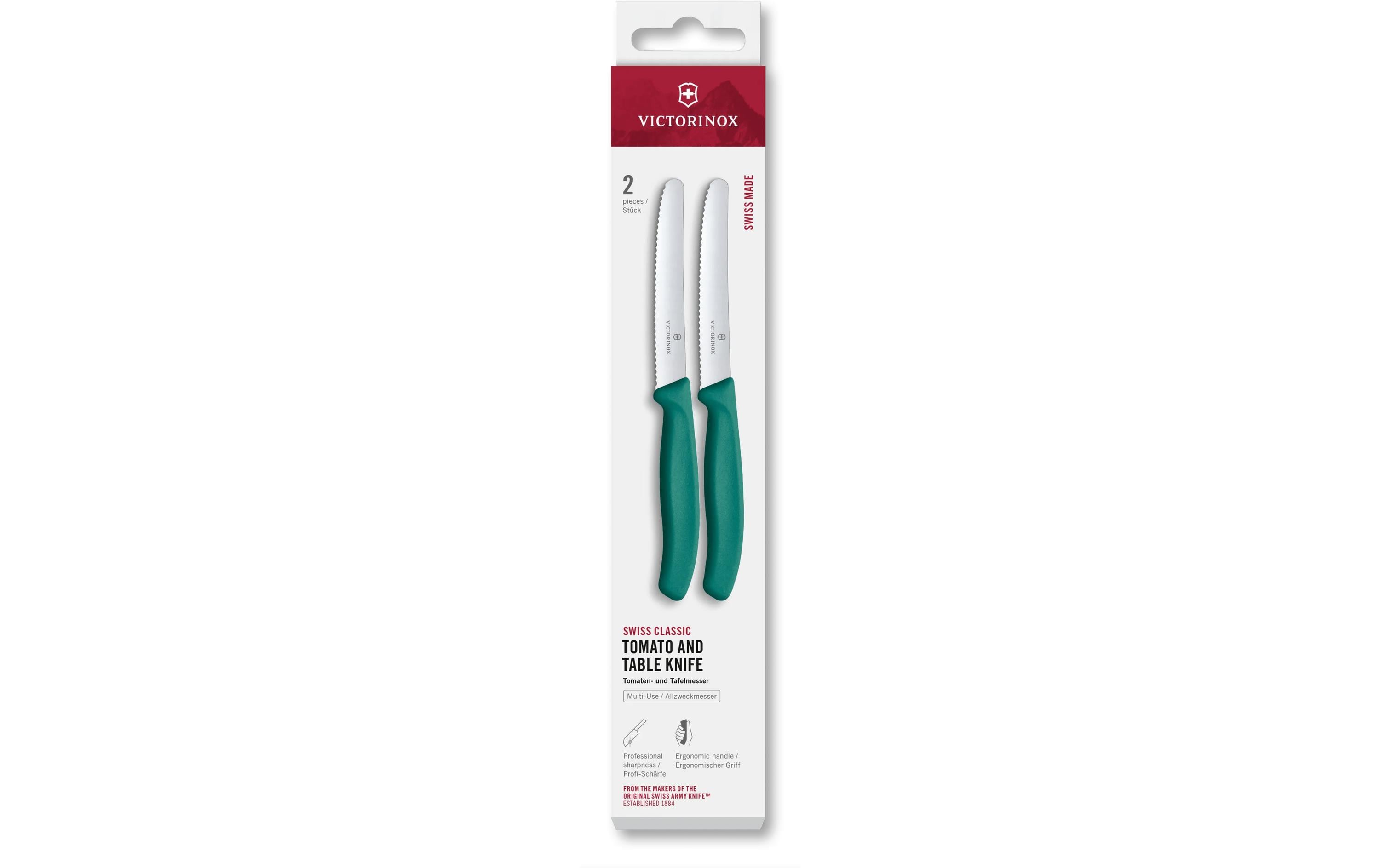 Tafelmesser Swiss Classic, 11 cm, Grün, 2 StückTomatenmesser mit extra scharfem Wellenschliff