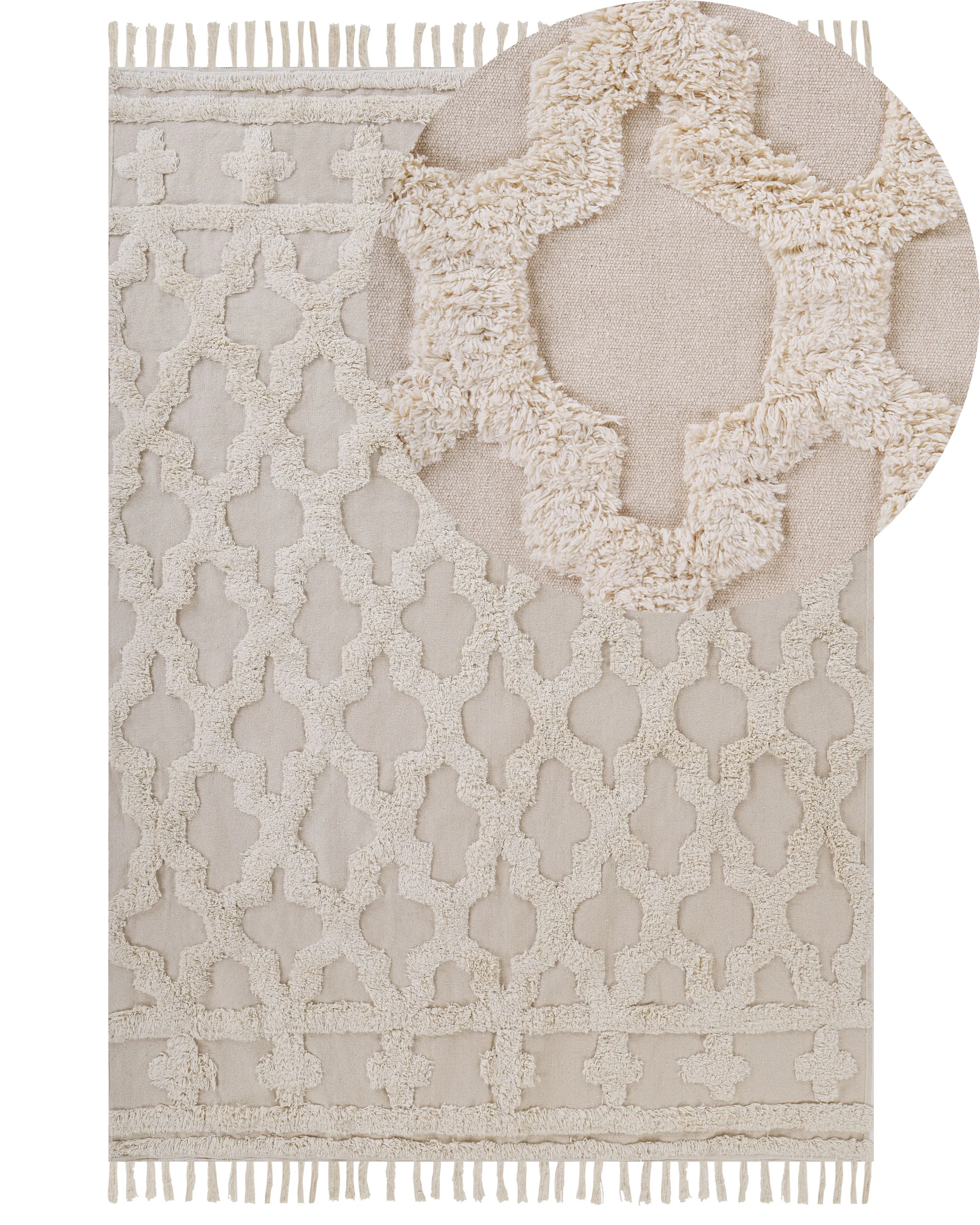 Vloerkleed SULUOVA Beige 160 x 230 cm Katoen