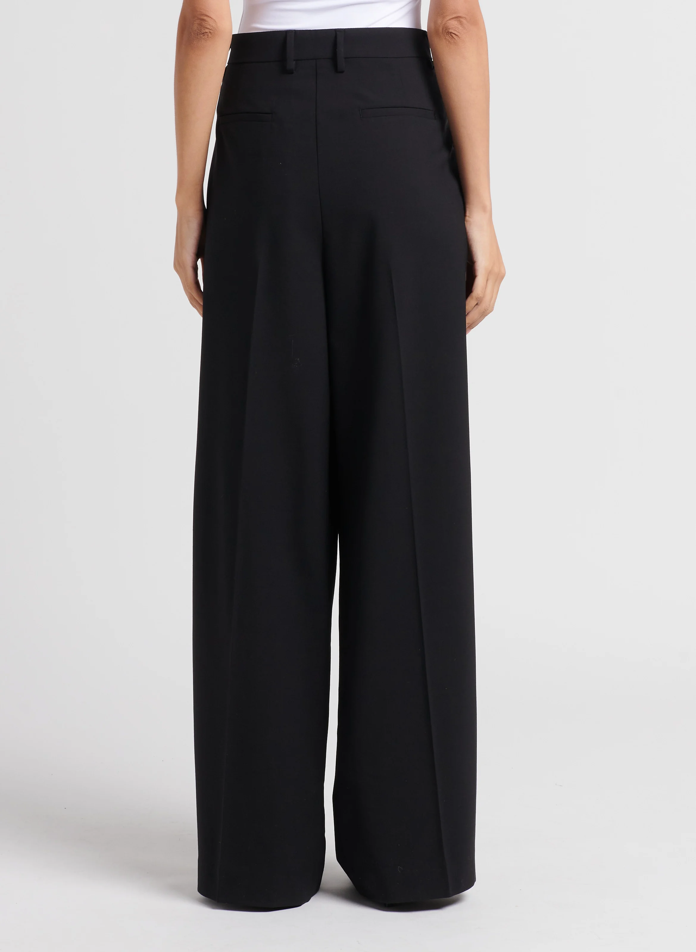 KYOTO - Pantalon large en laine mélangée | Noir