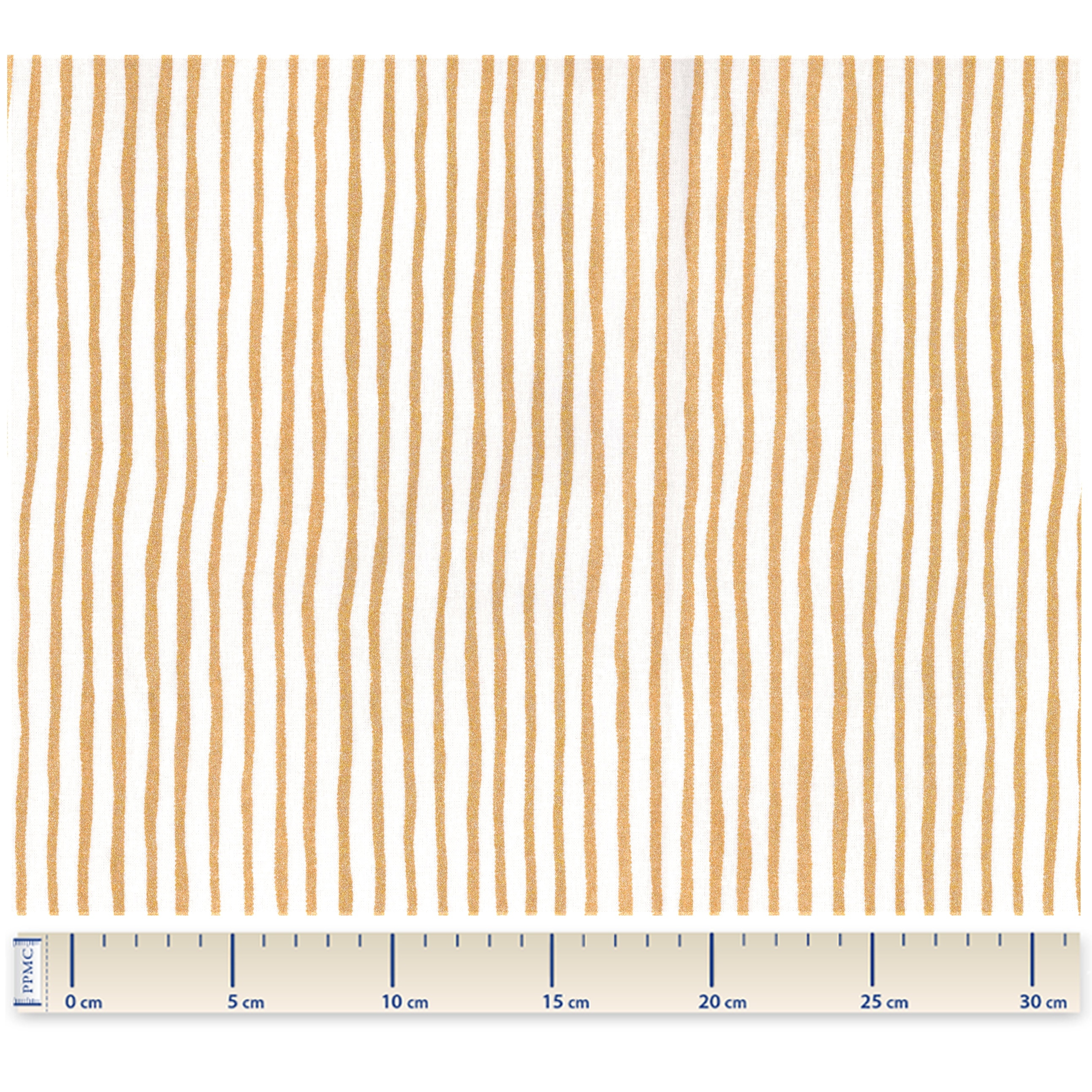 Coupon Tissu Enduit De 35Cm Rayé Or Blanc