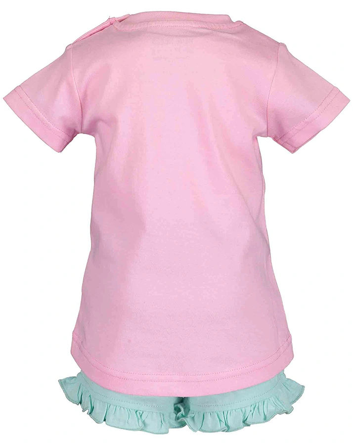 T-Shirt MERMAID SUMMER mit Shorts in rosa/türkis