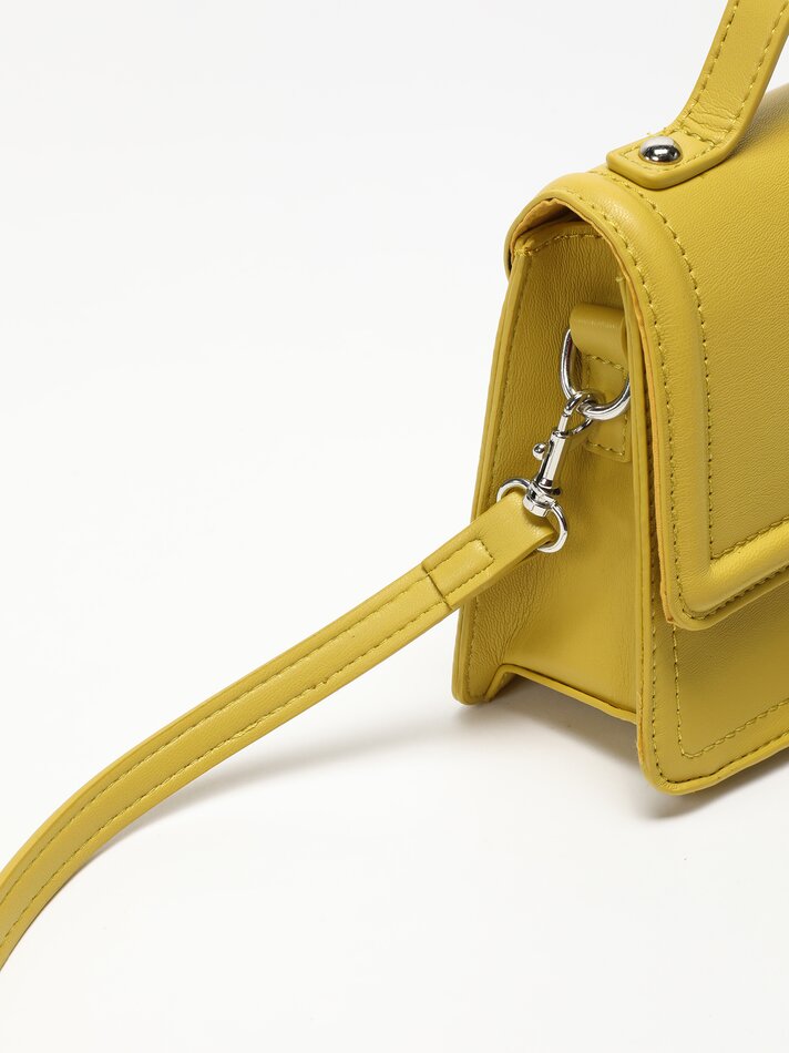 Bolsa transversal pequena em couro sintético - Mostarda