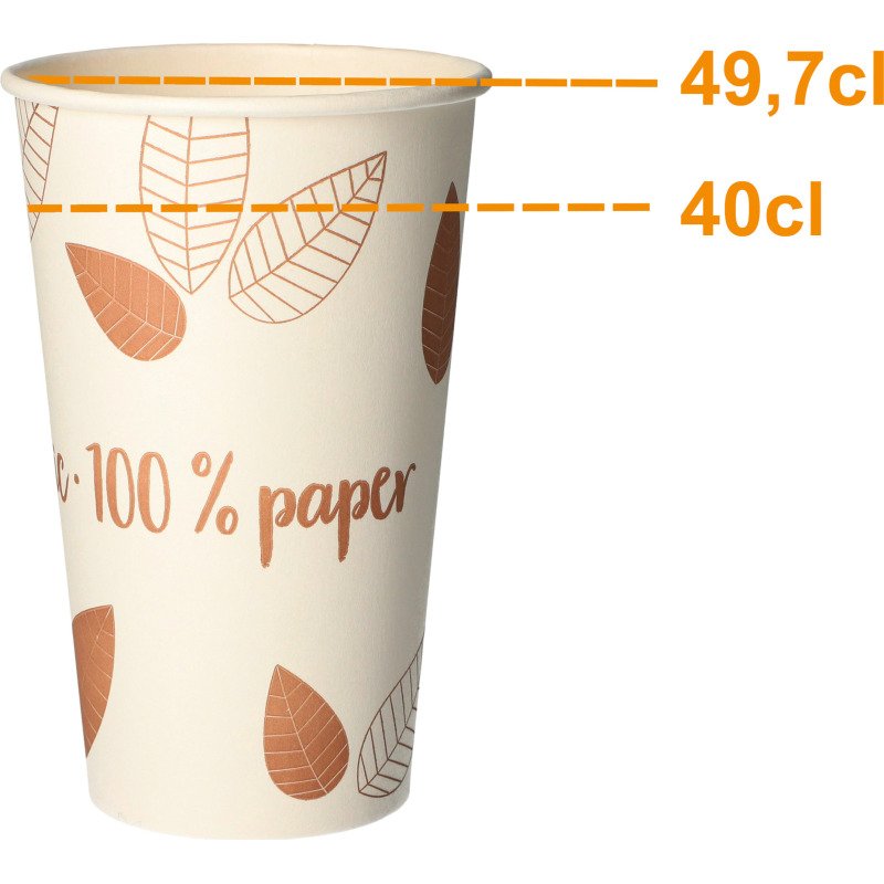 Gobelet en carton Pure - Zéro plastique - 40 cl - Lot de 100