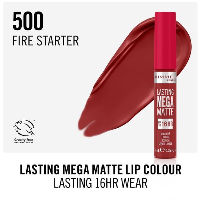 Rimmel London Lasting Mega Matte Liquid Lipstick 500 Fire Starter