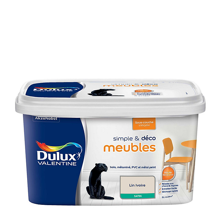 Peinture de rénovation pour mobilier Simple & Deco Meubles Dulux Valentine satin beige lin ivoire 2L
