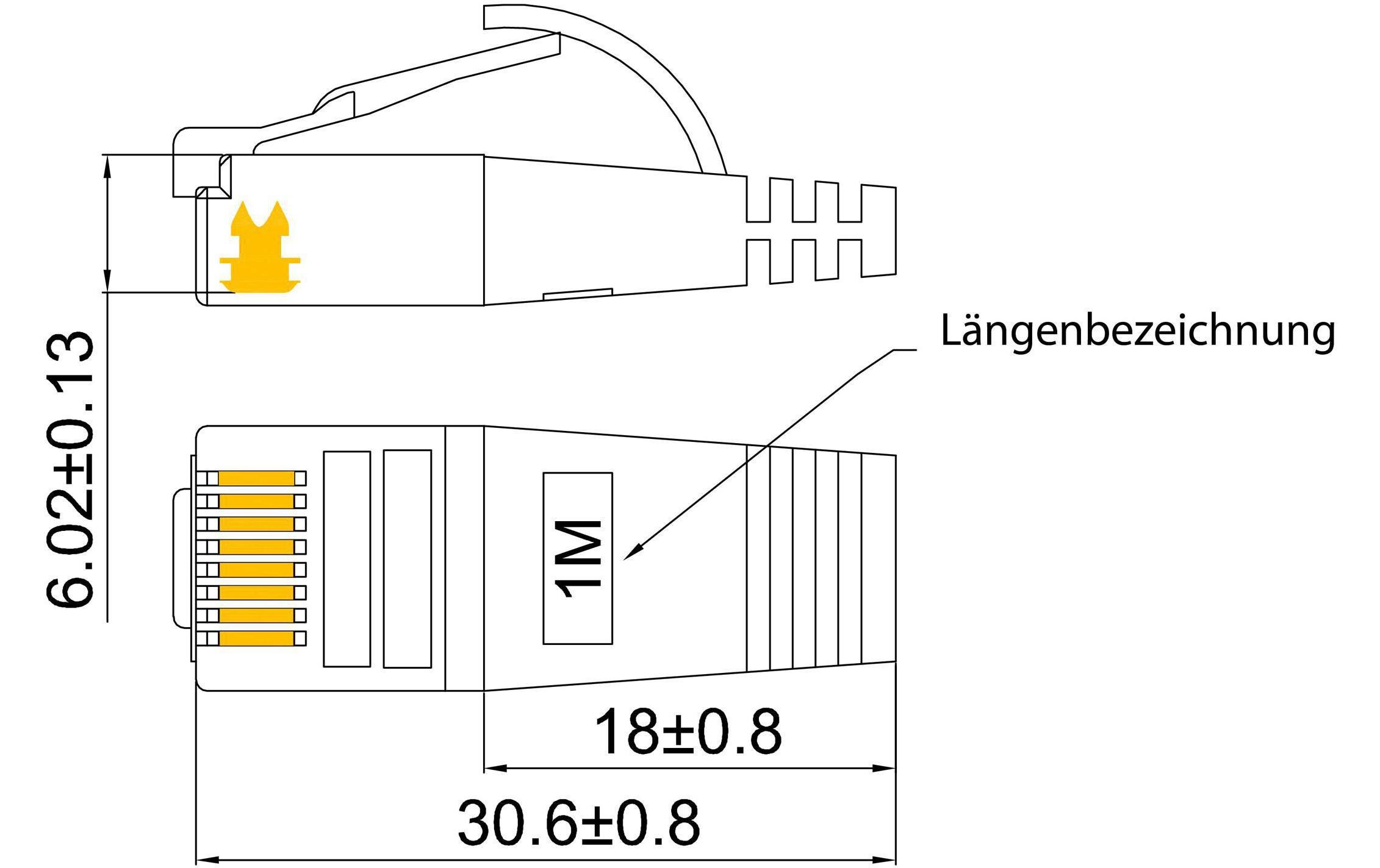 Slimpatchkabel RJ-45 - RJ-45, Cat 6, U/FTP, 5 m, RotGeschirmtes Cat 6 Twisted-Pair-Kabel (U/FTP) mit Klinkenschutz