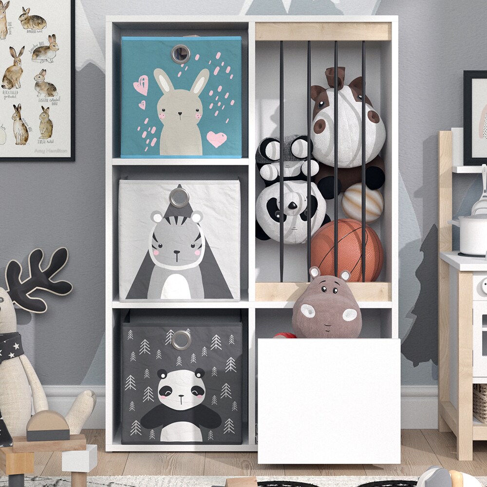 Vicco Kinderregal Kuscheltierzoo Spielzeugregal Luigi weiß für Faltboxen Regal
