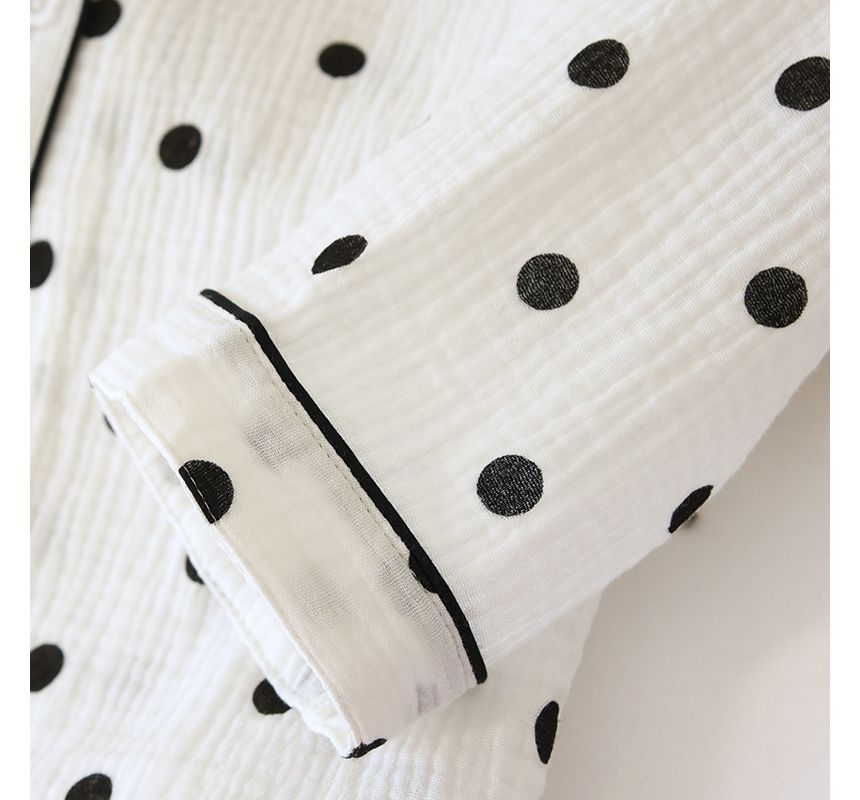 molpes - Pyjamaset: top met lange mouwen en stippen + broek
