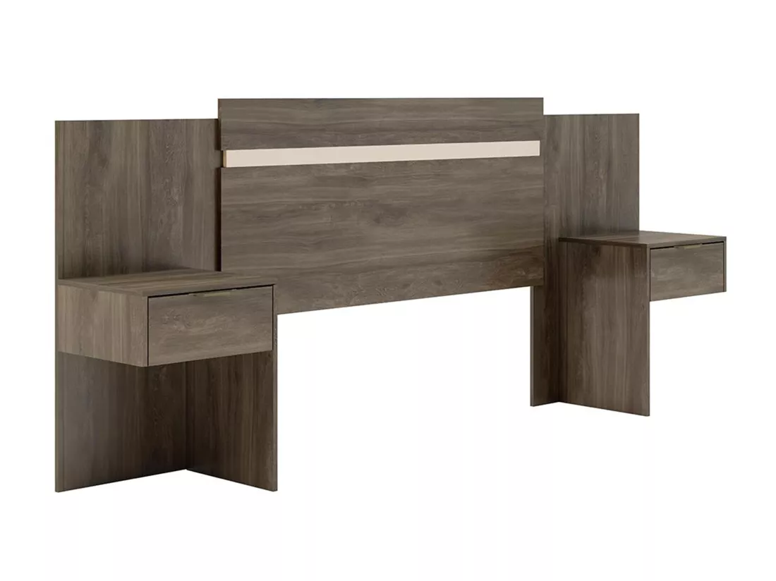 Tête de lit extensible avec chevets - 140/160 cm - Marron - PARATI