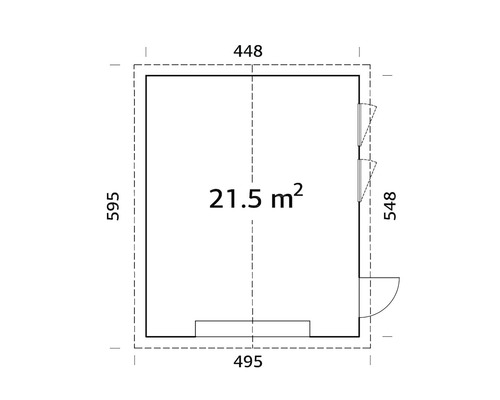 Enkele garage Andre 21,5 m² zonder deur 495 x 595 cm natuurlijk