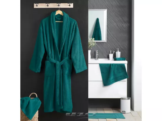 Peignoir confort en tissu éponge - Vert émeraude - Taille unique