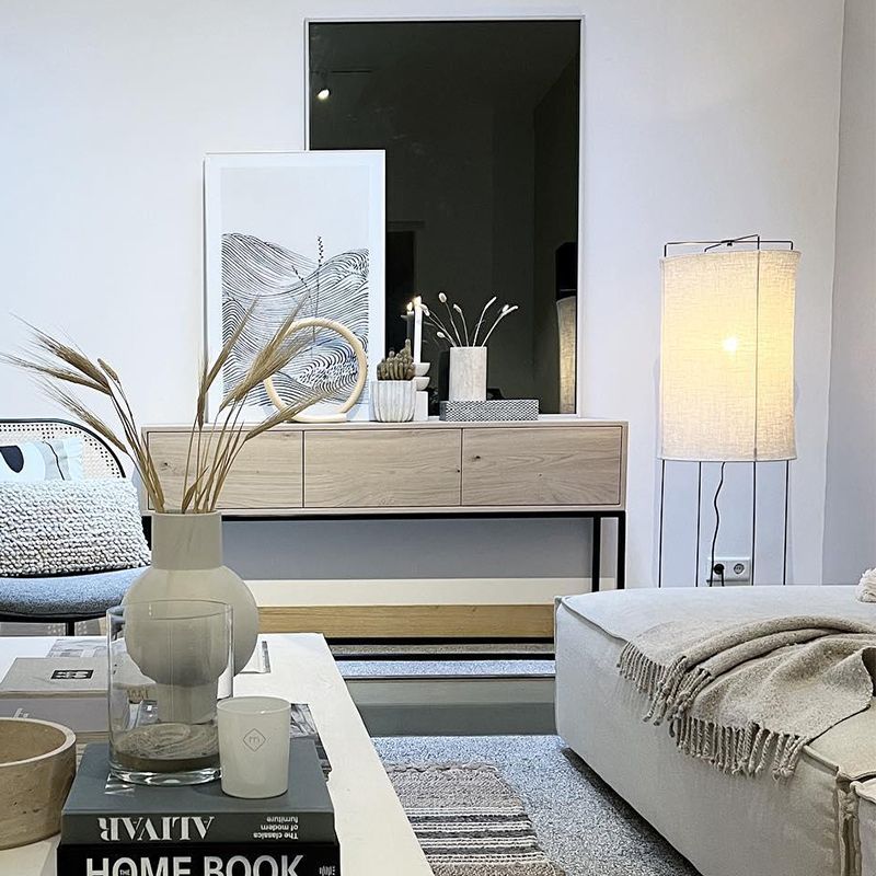 Design vloerlamp beige linnen kap - Rich