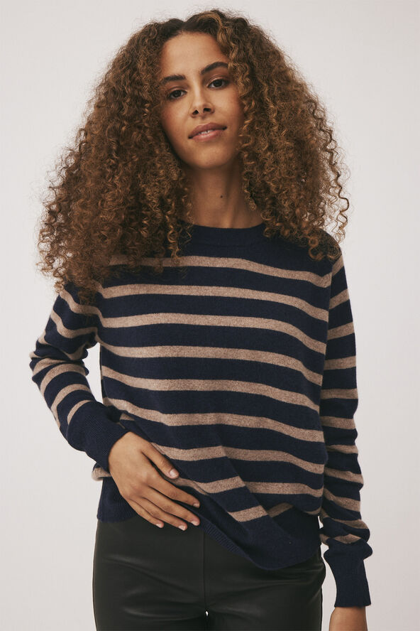 Magasin du Nord Collection Mabel 2 - 100% Cashmere Sand / navy stripe