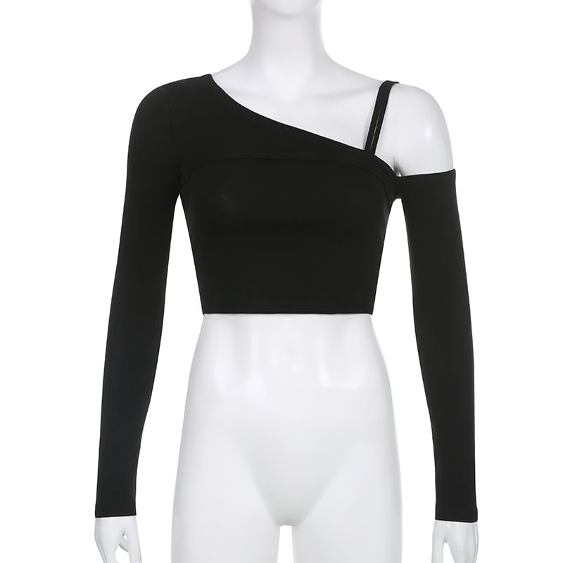 Genrovia - Set: Effen asymmetrische cut-out shrug + camisole top