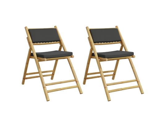 VIDAXL - Chaise pliante Chaises de bistro pliantes lot de 2 coussins gris foncé bamb...