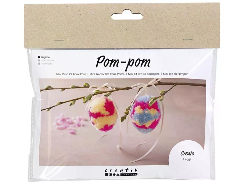 Creativ Company Bastelset Mini Pom-Poms Eier 1 Stück, Mehrf Mini Kreativ Set