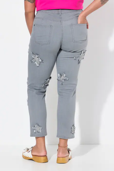 Jeans, Straight Fit, Sterne, 5-Pocket, grey denim