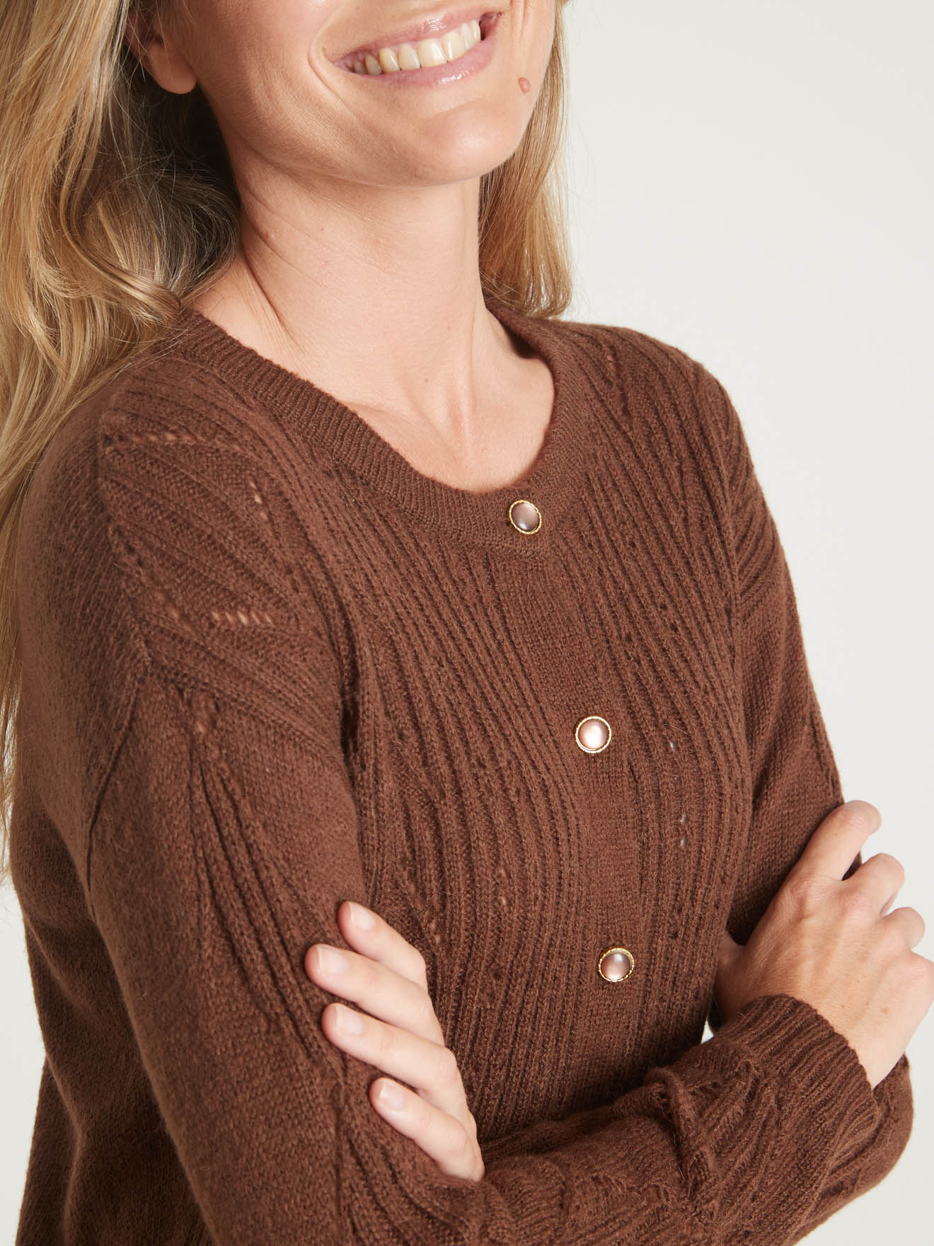 Cardigan fantaisie avec laine et alpaga