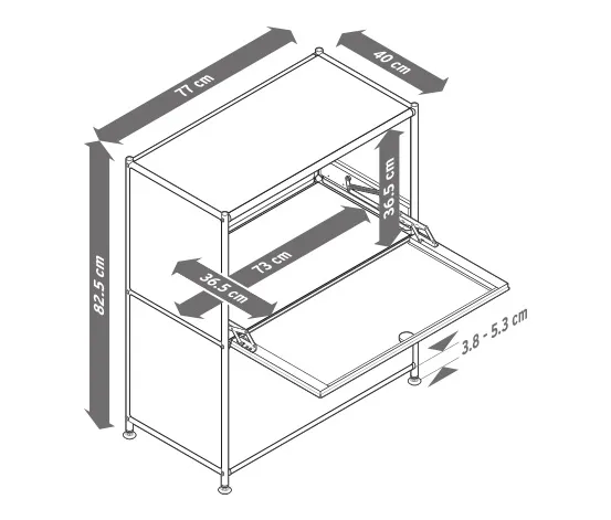 Sideboard Metall »CN3«, niedrig mit Klappenfächern, schwarz