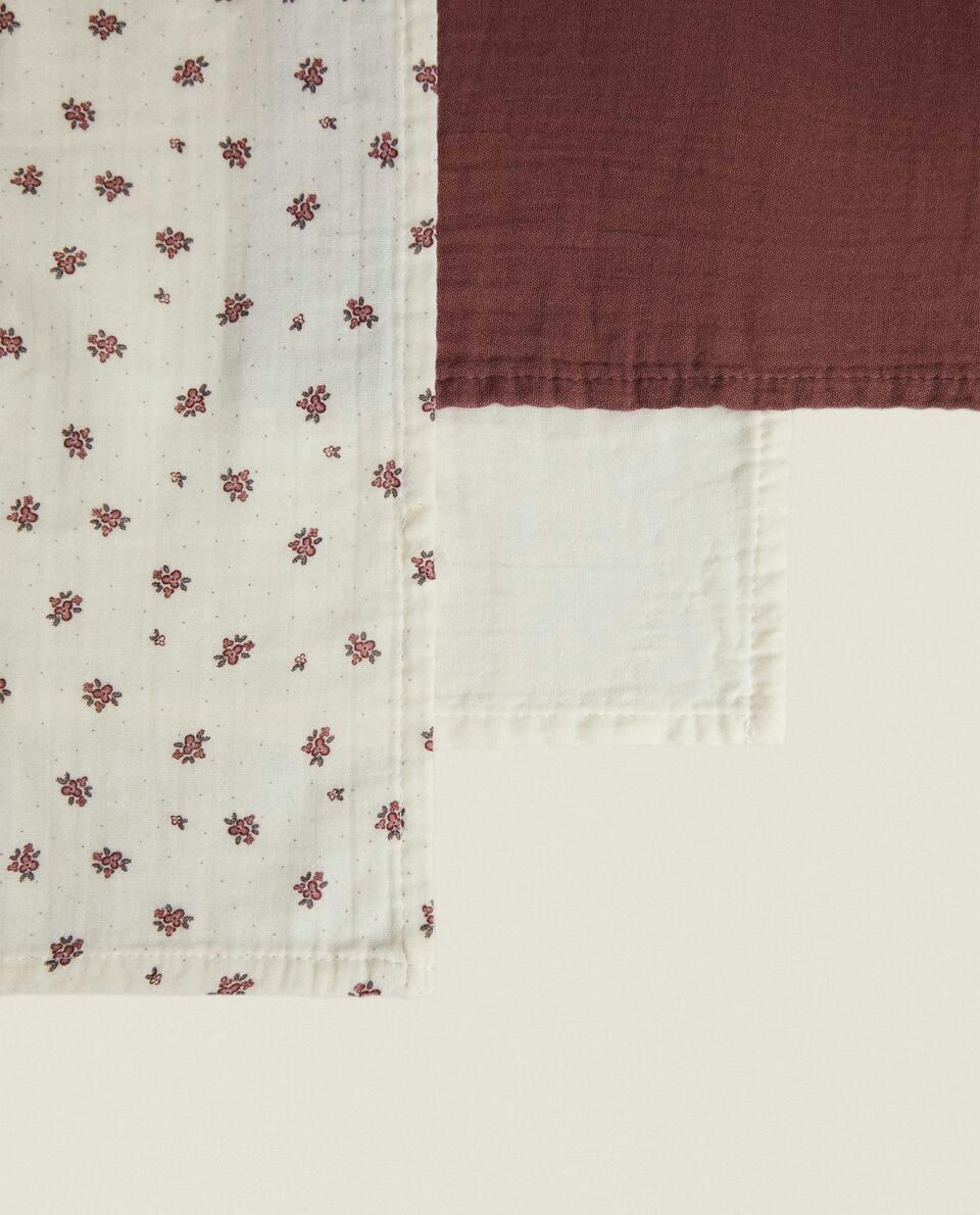 PANO DE MUSSELINA FLORAL INFANTIL (CONJUNTO DE 3)