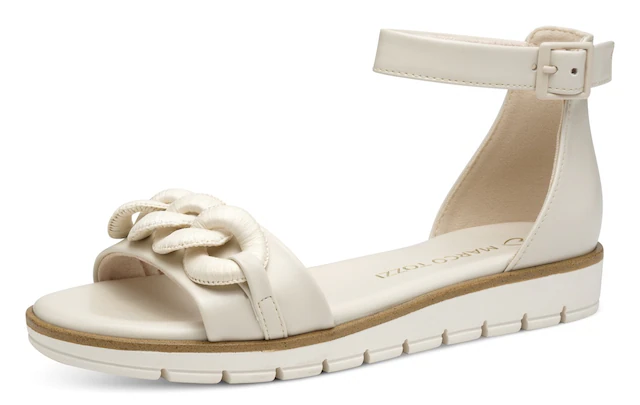 MARCO TOZZI Riemchensandale  , Keilabsatz, Sommerschuh, Sandalette, mit Zierkette Ton in Ton