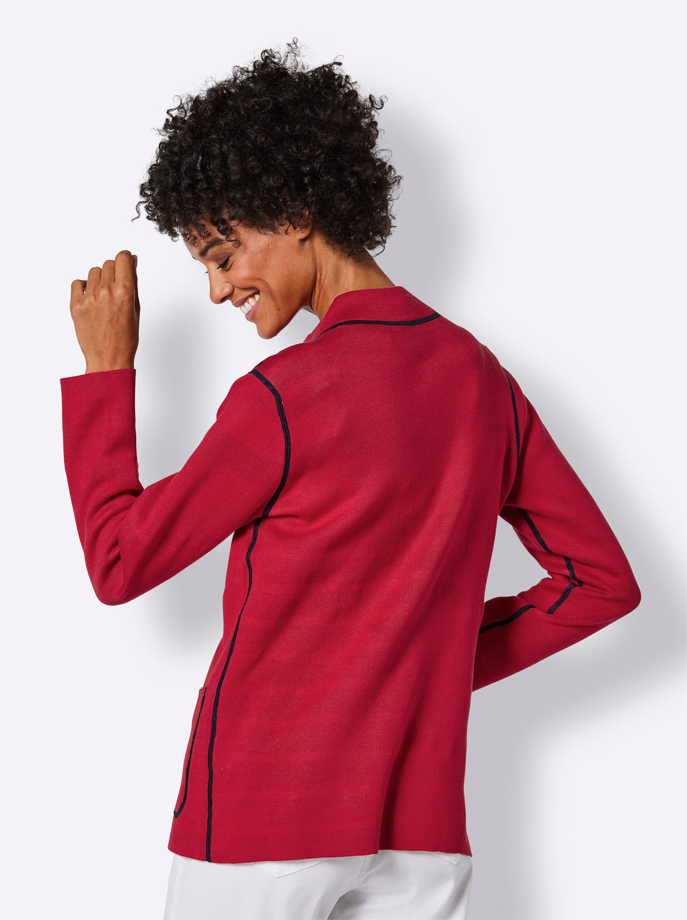 CREATION L PREMIUM Modal-Baumwoll-Strickjacke in rot