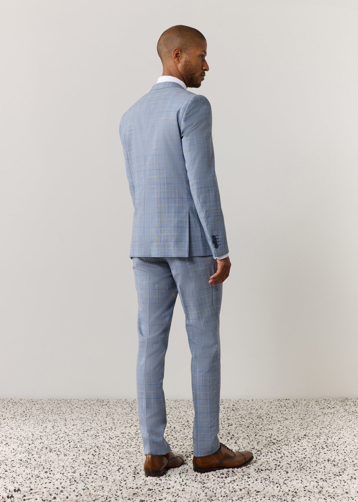 Costume 2 pièces Slim en laine bleu pâle Prince de Galles