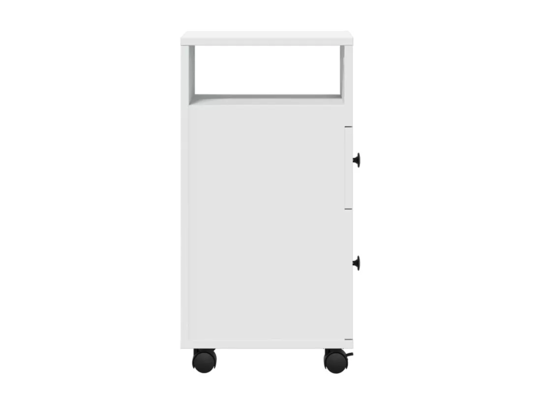 Meuble étroit de salle de bain à roulettes blanc