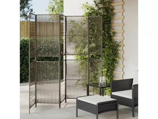 Cloison de séparation 6 panneaux gris résine tressée