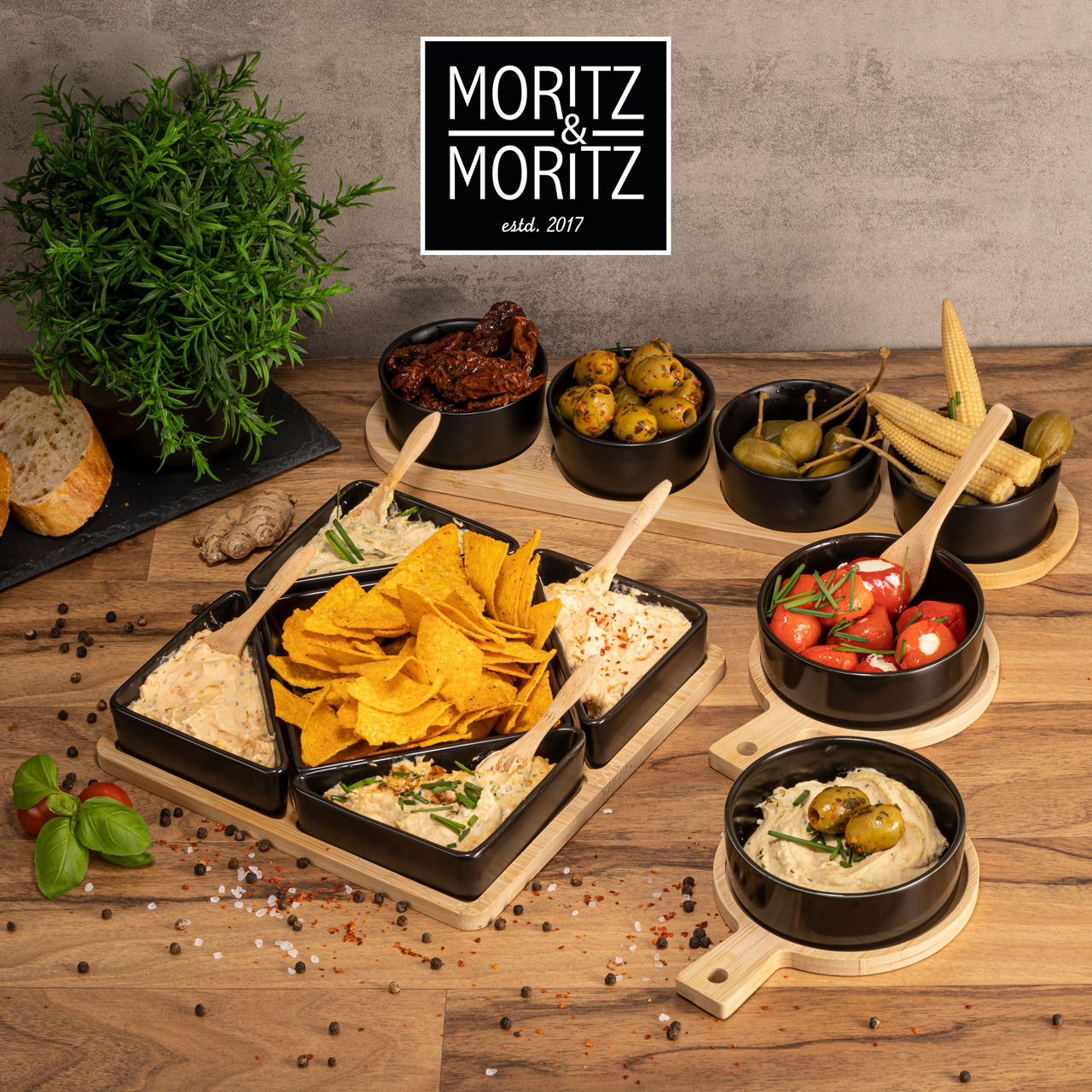 Moritz & Moritz Servierset Bambus mit 4 Schale
