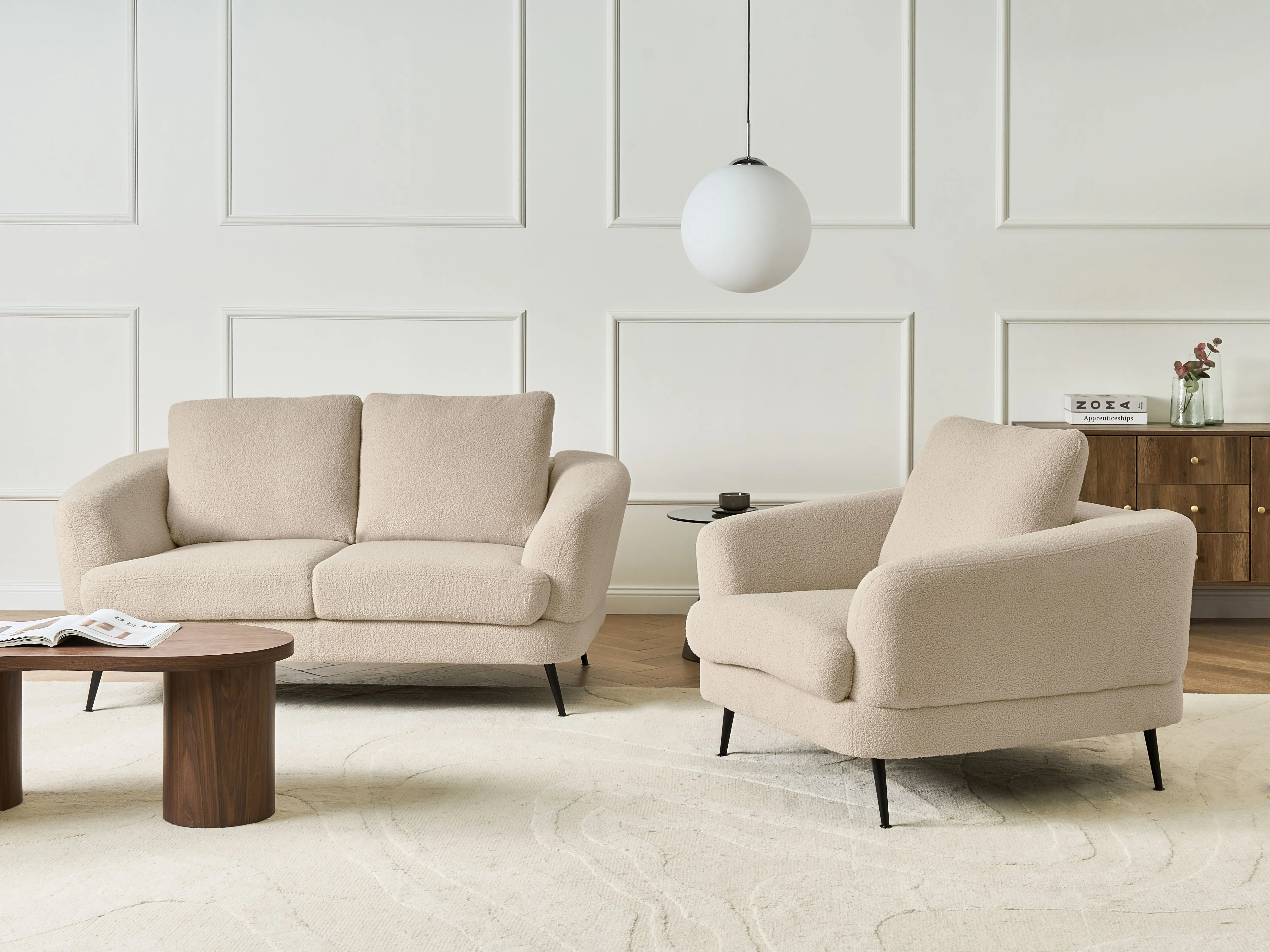 Bank 2-zits KJAER Bouclé Lichtbeige