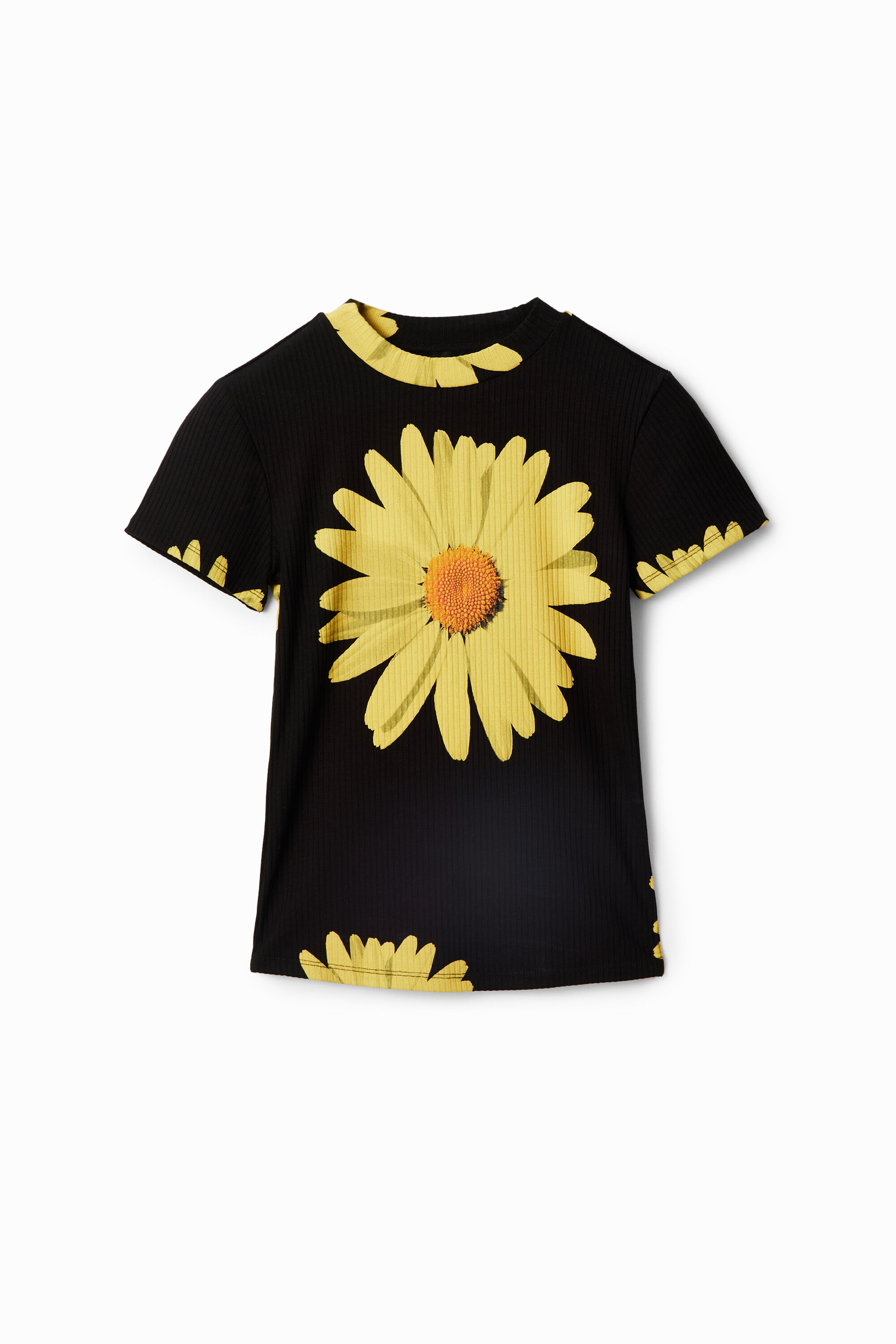T-shirt marguerites tissu côtelé