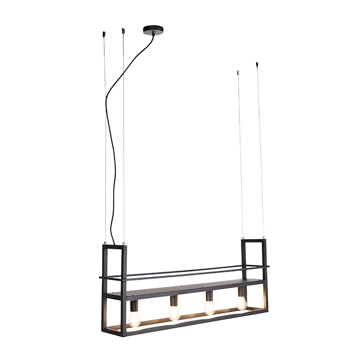 Smart hanglamp zwart met rek incl. 4 Wifi A60 - Cage Rack