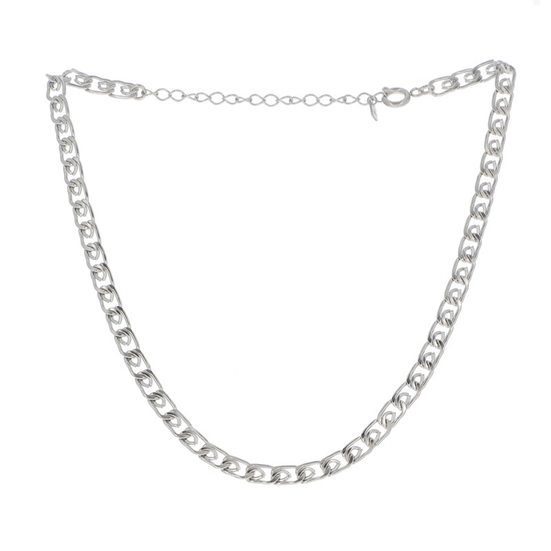 Collier en acier maille argentée, chaînette réglable
