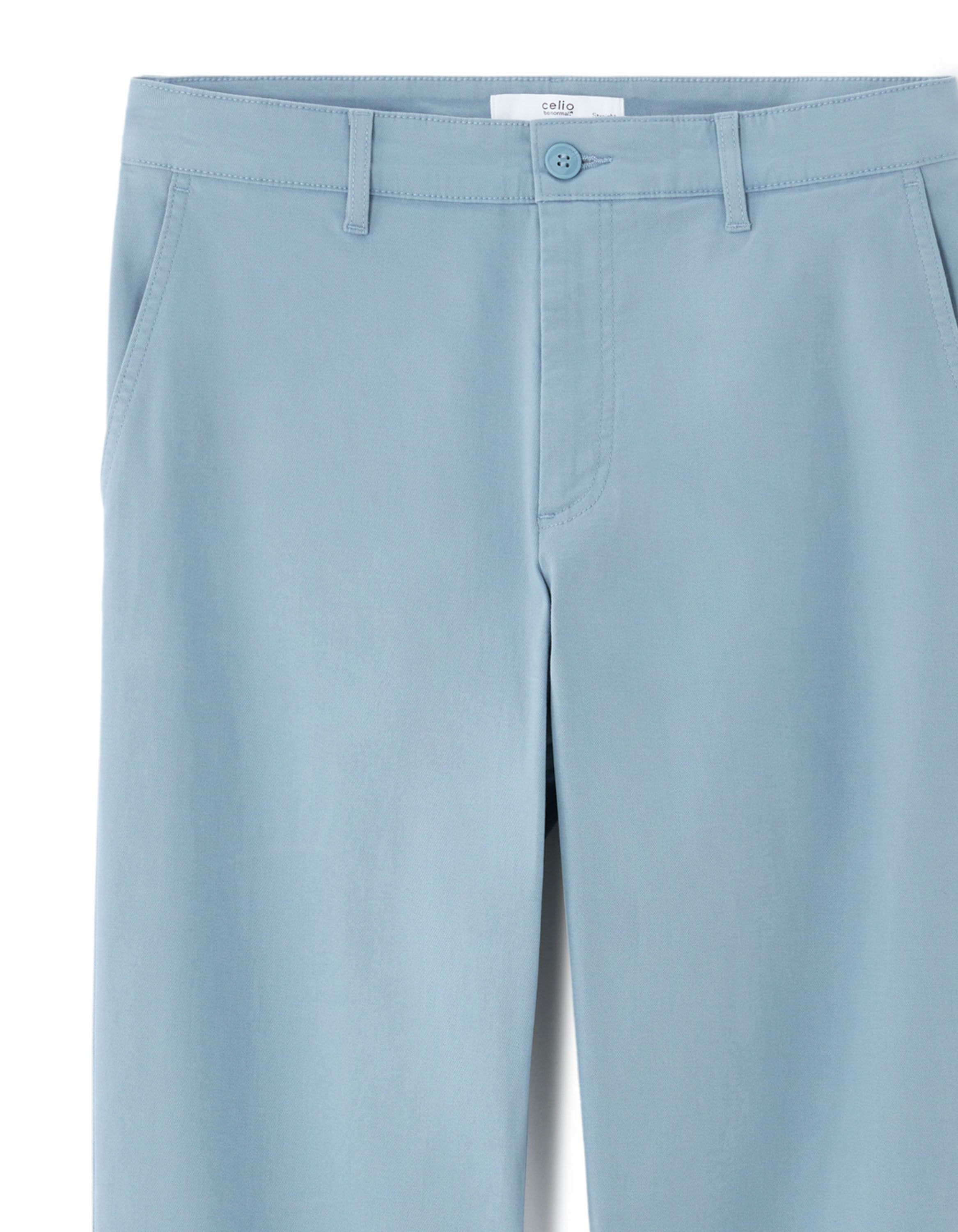 Pantalon chino straight en coton stretch longueur standard - bleu moyen