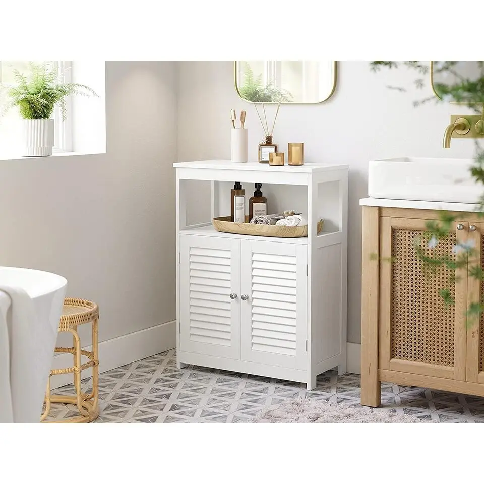 Parya Home - Badkamerkast - Vrijstaande Kast - 2 Deuren - Hout - Wit