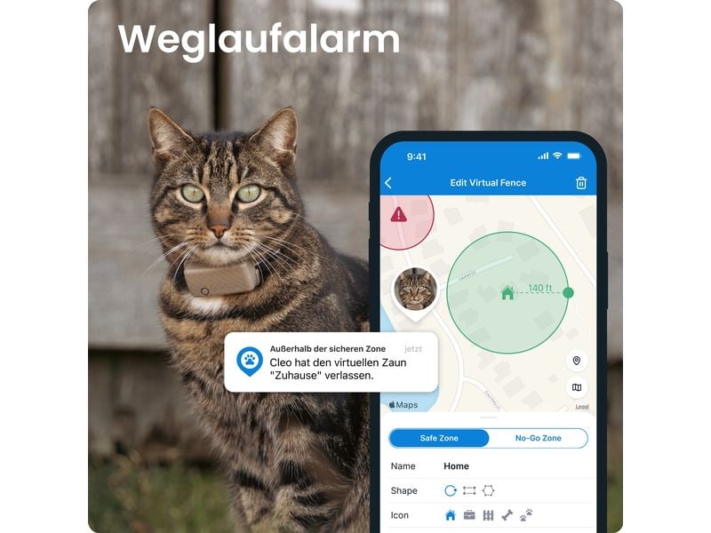 tractive GPS-Tracker CAT Mini LTE, Braun GPS Tracker für Katzen