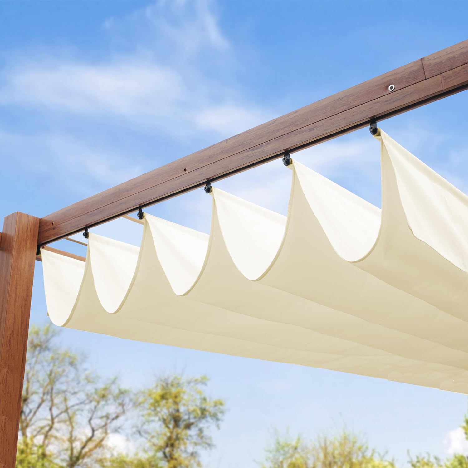 PRIMEYARD Pergola 3x4 m Terrassenüberdachung mit Schiebedach Stahlrahmen in Holzoptik