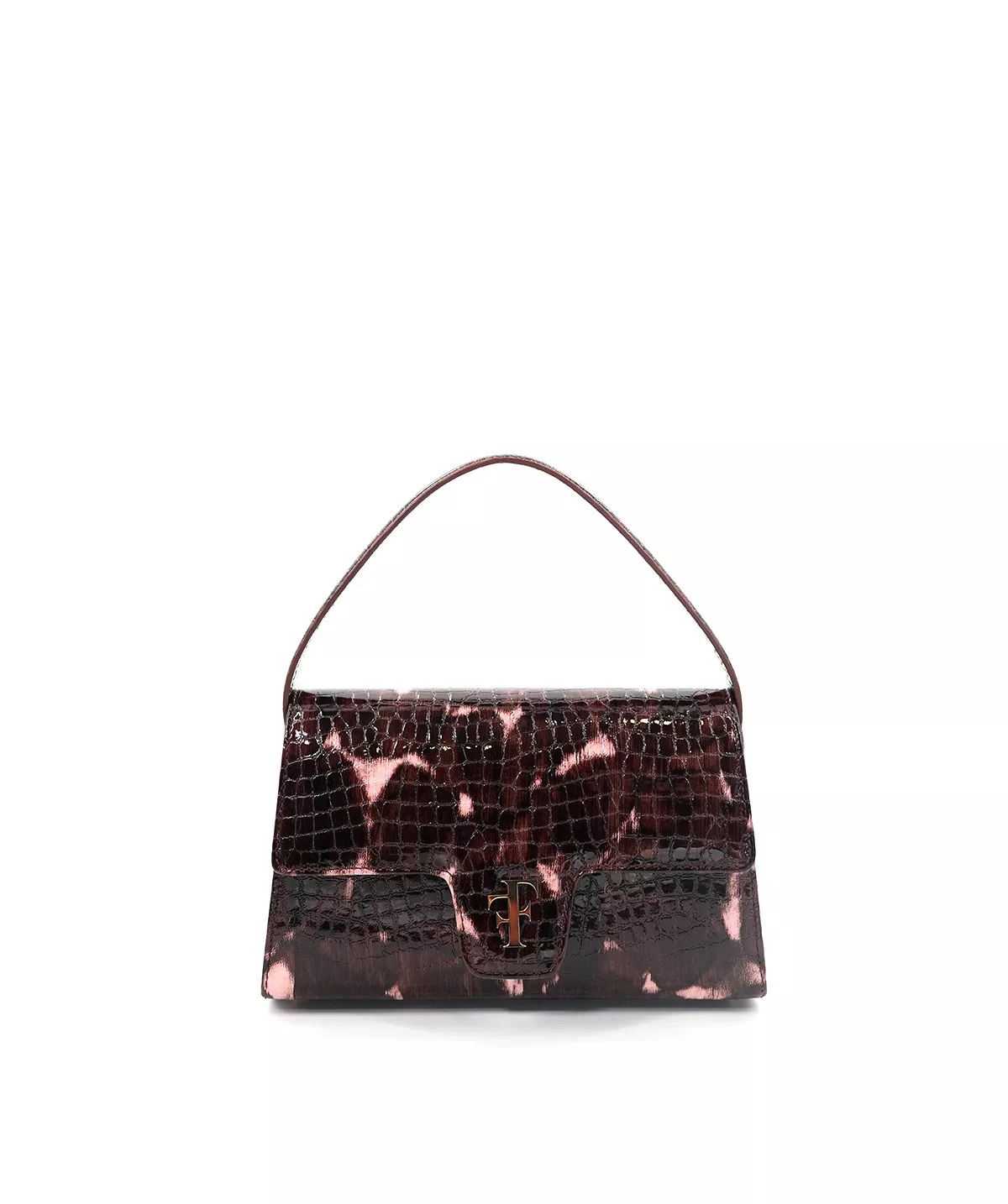 LE SAC FF23 CUIR FAÇON CROCO ROSE ET NOIR