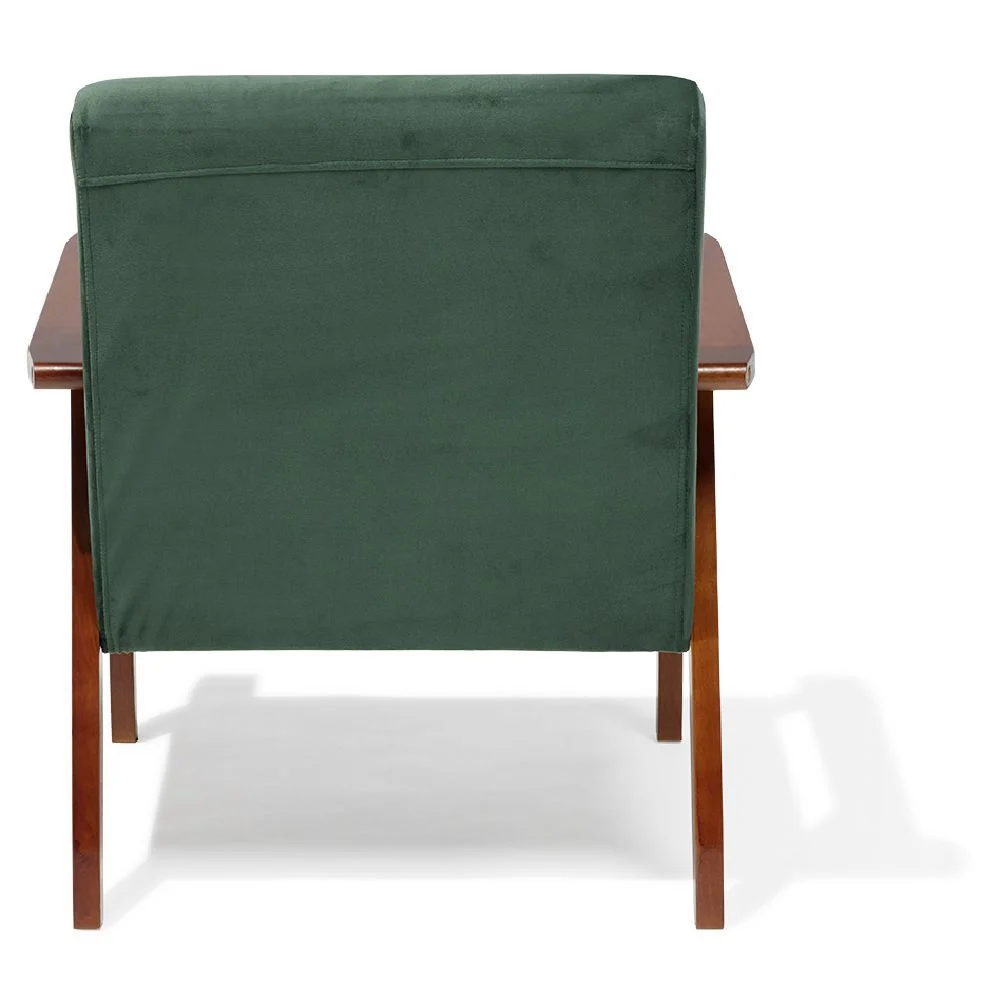 Fauteuil Joséphine effet velours vert - L64xP70xH76 cm