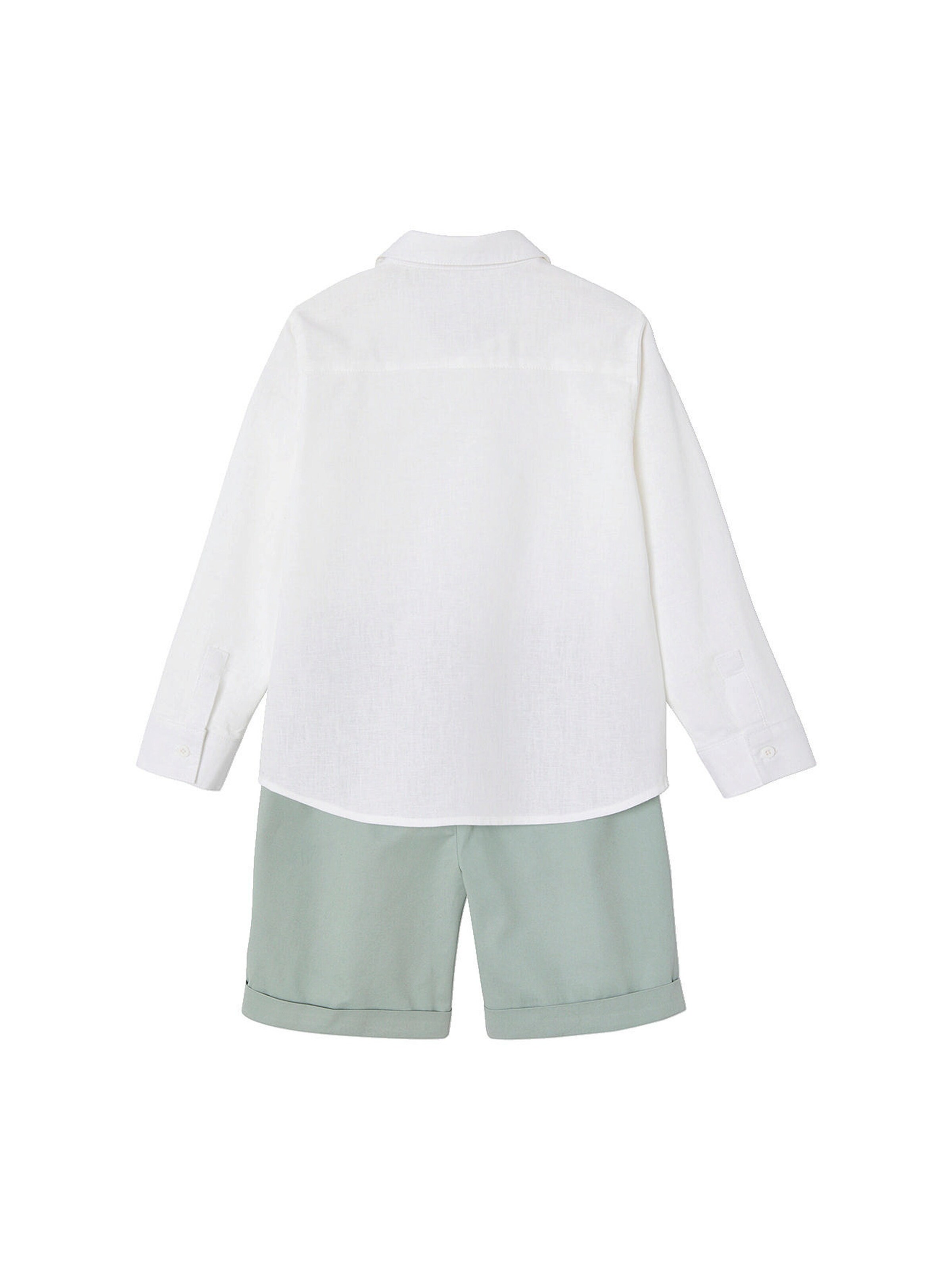 Vertbaudet Festliches Jungen-Set: Hemd mit Stehkragen & Shorts salbeigrün
