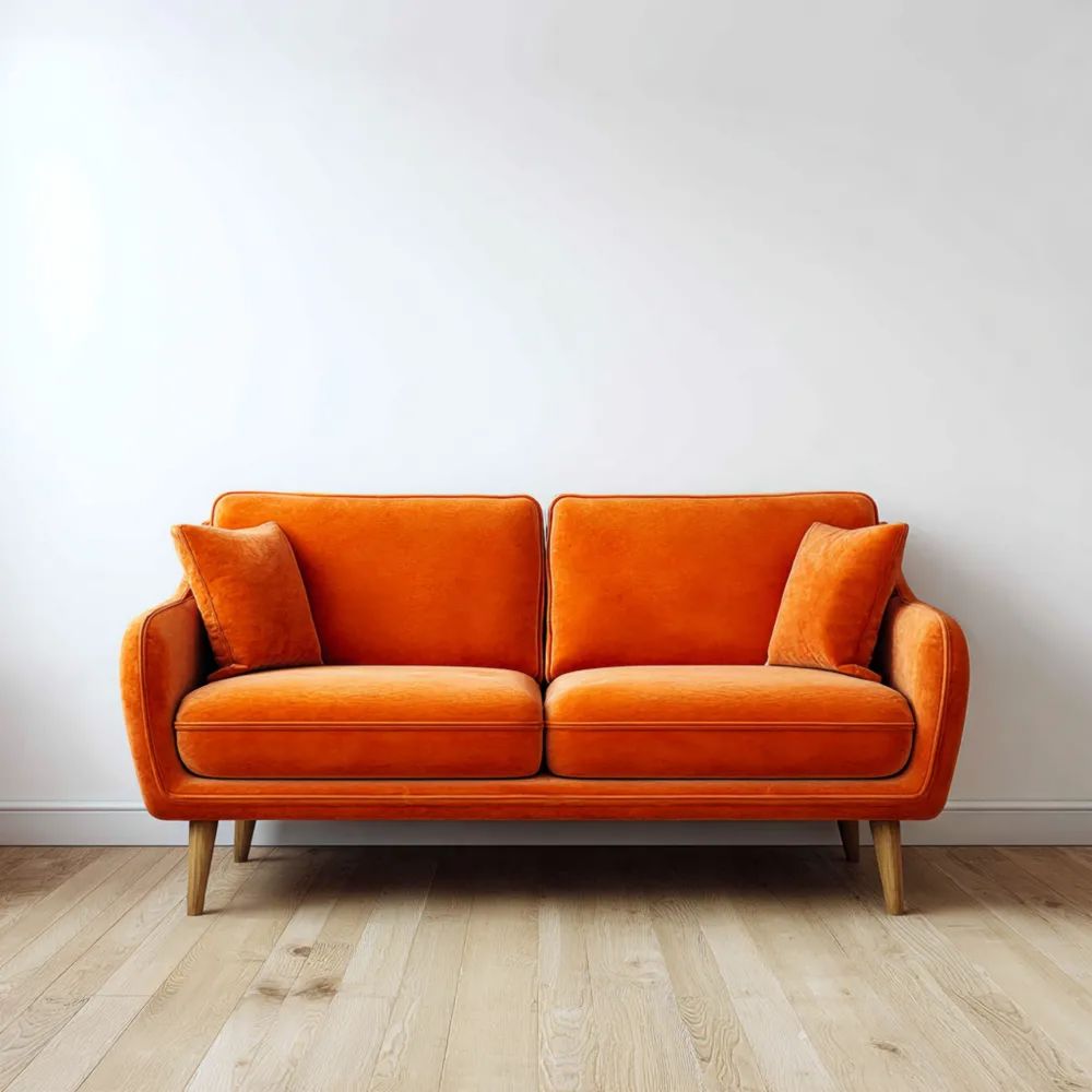 2-Sitzer-Sofa Samt 150x85x80 cm - Orange - Modernes Design