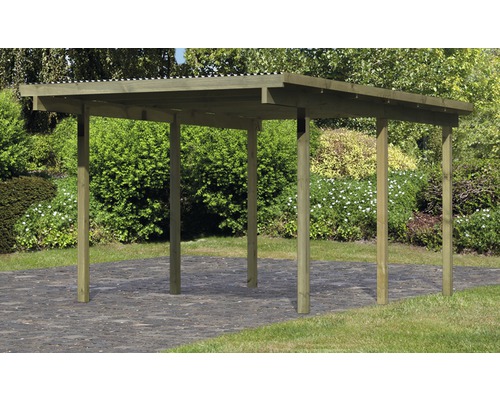 Enkele carport Karibu Eco 1A PVC panelen zonder fittingen 268x387 cm drukgeïmpregneerd